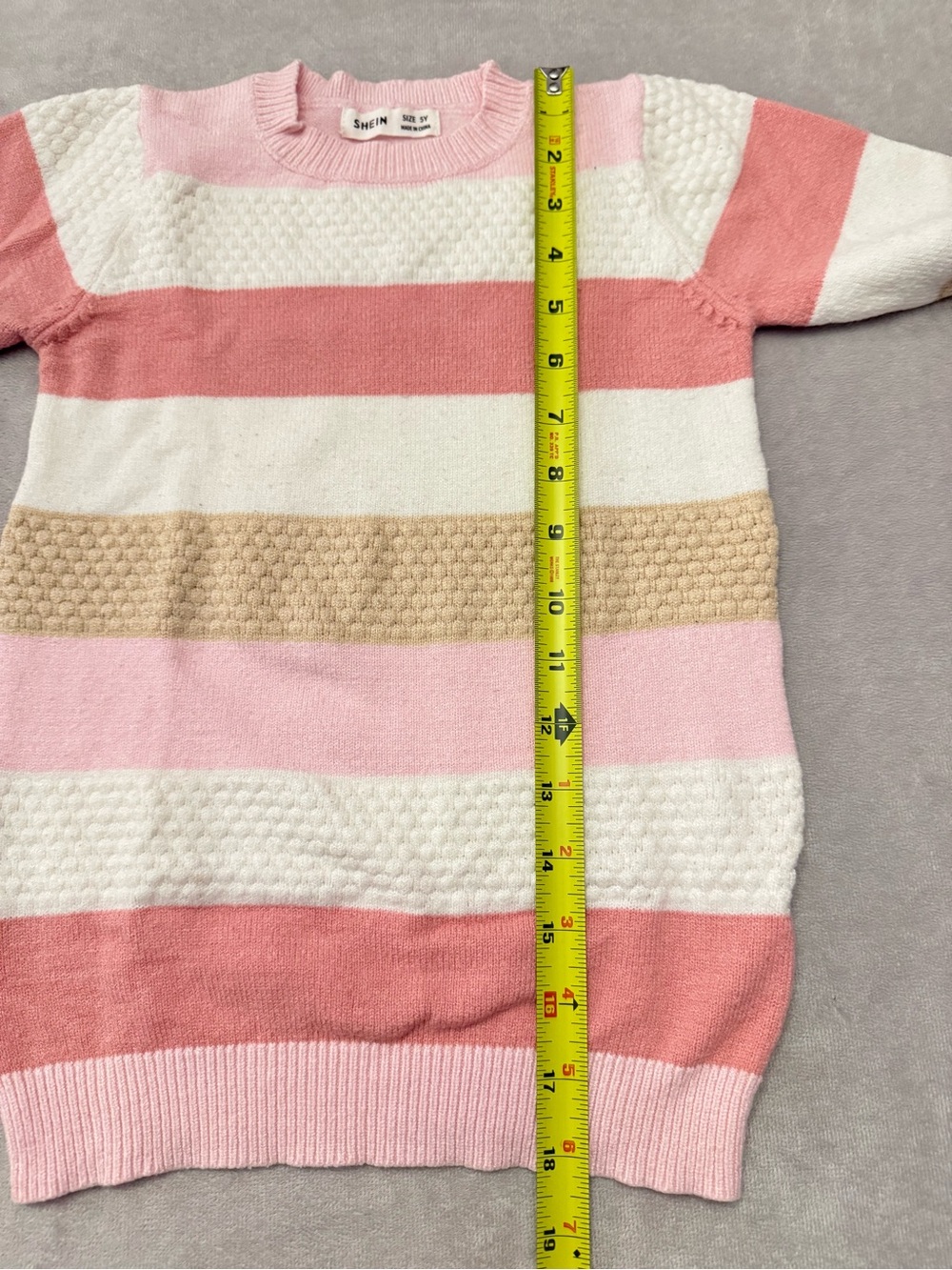 SHEIN Girls Striped Knit Sweater Dress Size 5Y Pink White Long Sleeve - Picture 5 of 8